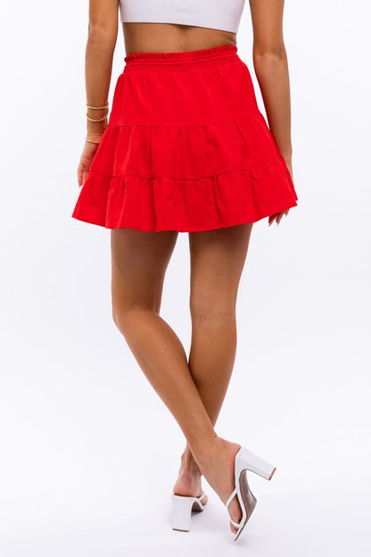 Smocked Waist Flare Mini Skirt