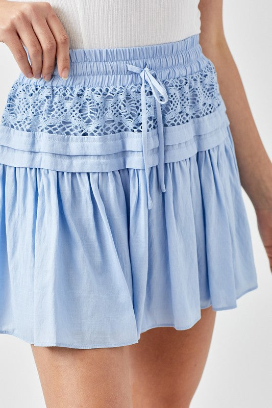 Billie Tiered Lace Trim Mini Skirt