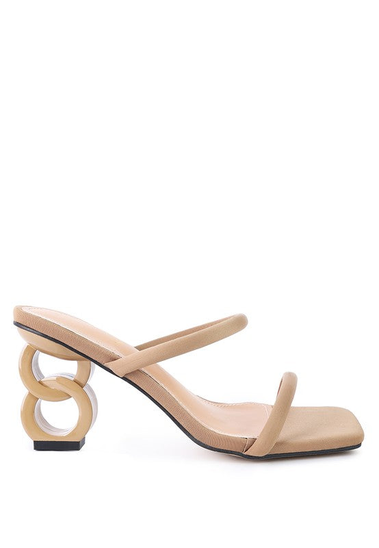 Downtown Double Strap Structured High Heel Mules