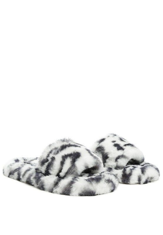 Snuggle Up Animal Print Faux Fur Slippers