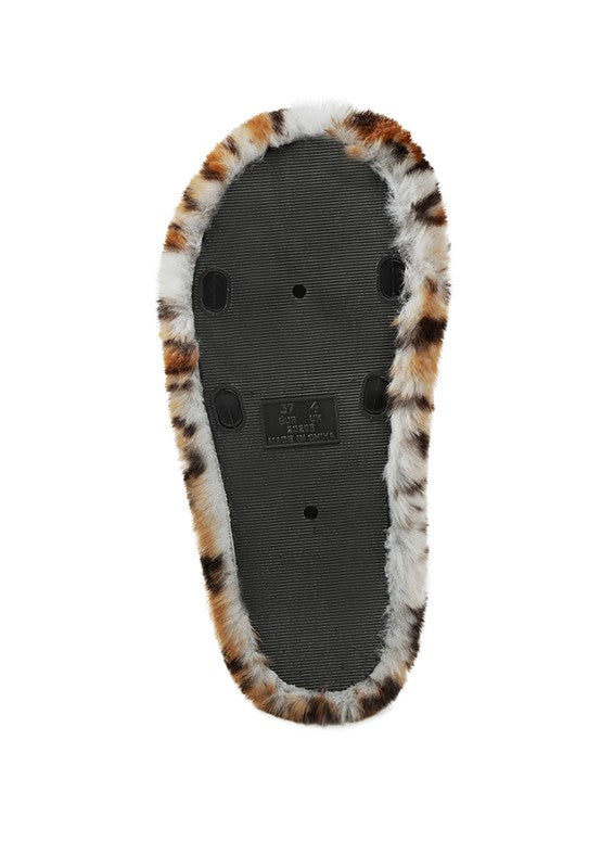 Snuggle Up Animal Print Faux Fur Slippers