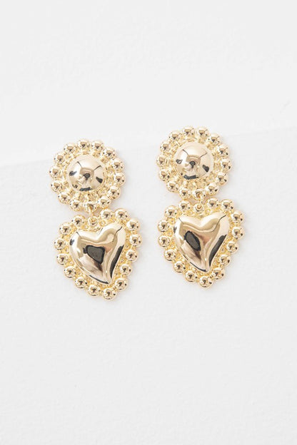Corazon 14K Gold Heart Drop Earrings
