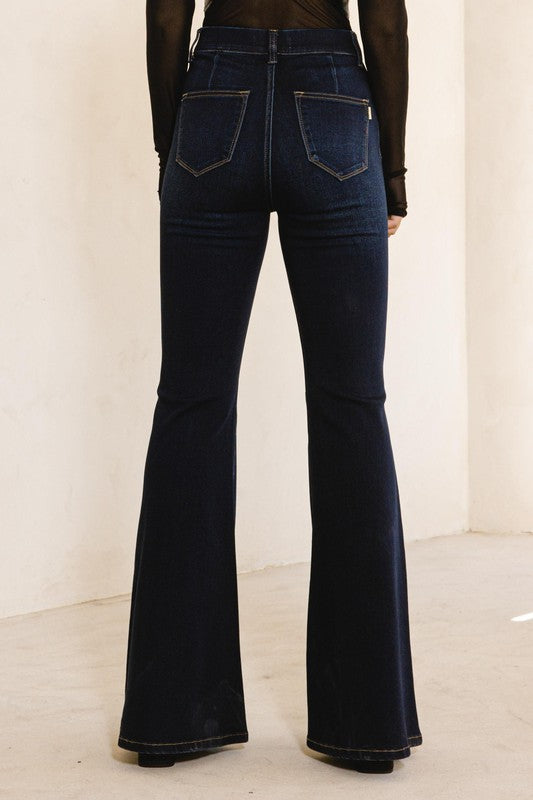 Jenna Dark Wash High Waisted Flare Leg Jeans