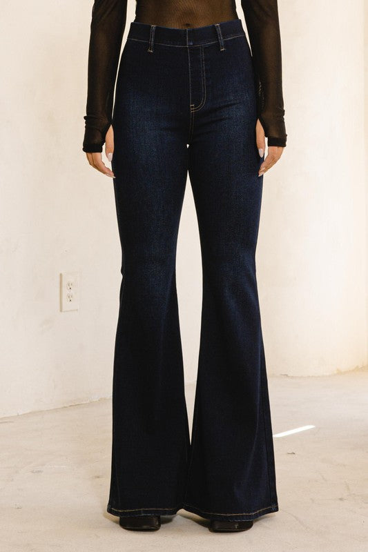 Jenna Dark Wash High Waisted Flare Leg Jeans