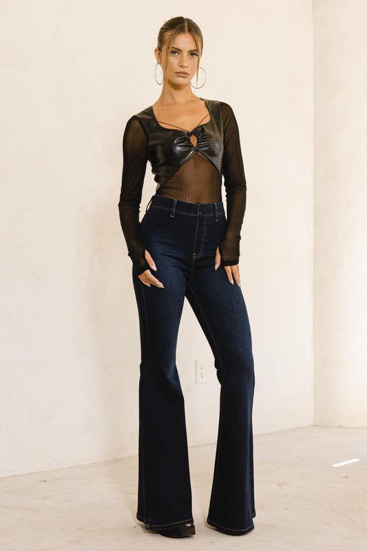 Jenna Dark Wash High Waisted Flare Leg Jeans