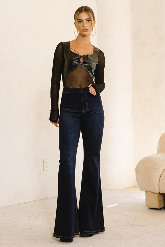 Jenna Dark Wash High Waisted Flare Leg Jeans