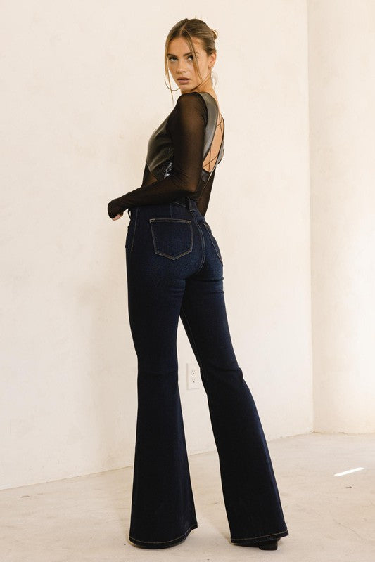 Jenna Dark Wash High Waisted Flare Leg Jeans