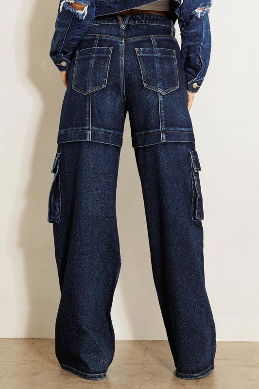 Prima Flap Pocket Wide Leg Cargo Jeans