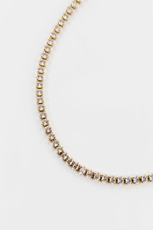 Leila 14K Gold Filled Oval Stone Tennis Necklace