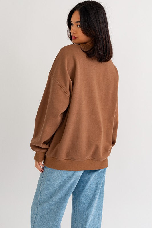 Good Vibes Only Scoop Neck Oversized Sweatshirt