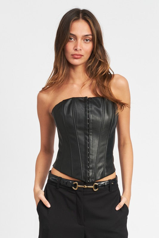 Safira Vegan Leather Bustier Top