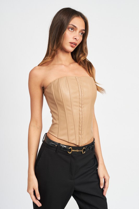 Safira Vegan Leather Bustier Top