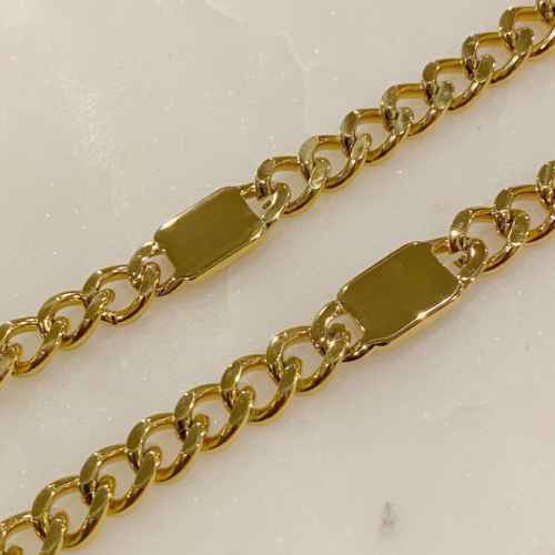 Golden Era 18k Gold Filled Cuban Link Chain Initial Bracelet 7&quot;