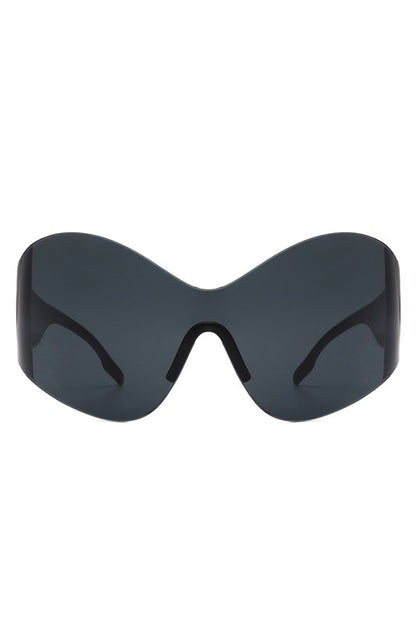 Neo Y2K Rimless Oversized Wraparound Sunglasses