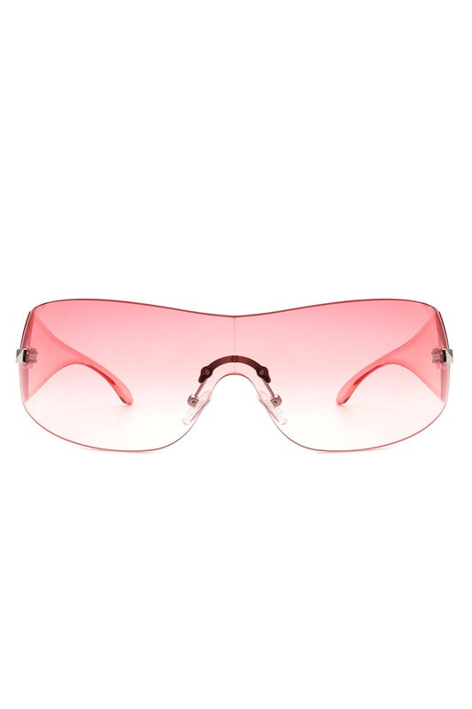 Candy Glow Rimless Sleek Wraparound Sunglasses