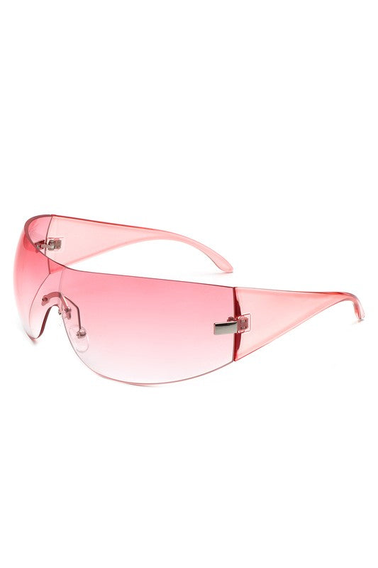 Candy Glow Rimless Sleek Wraparound Sunglasses