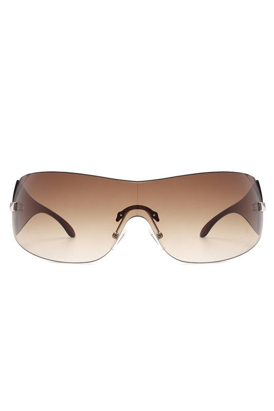 Candy Glow Rimless Sleek Wraparound Sunglasses