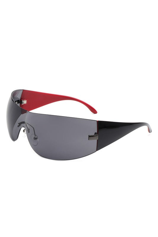 Candy Glow Rimless Sleek Wraparound Sunglasses