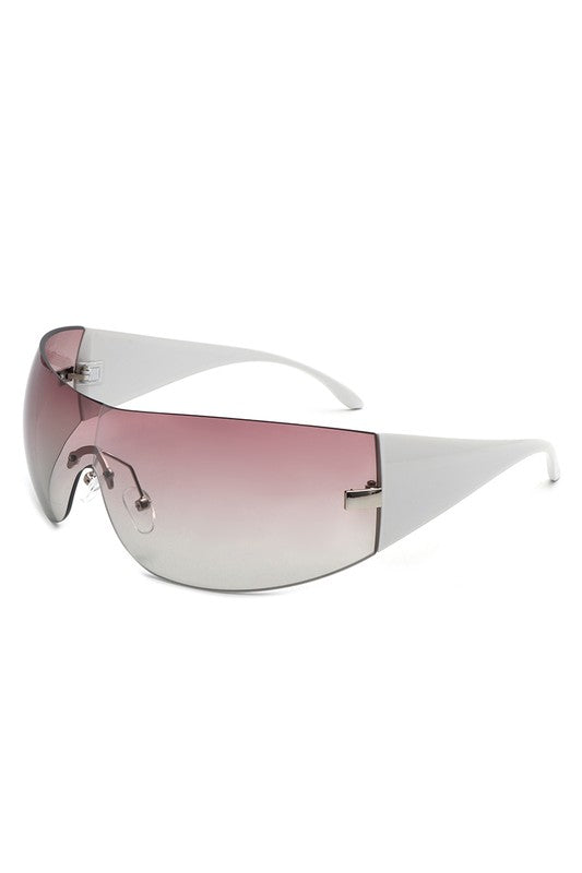 Candy Glow Rimless Sleek Wraparound Sunglasses