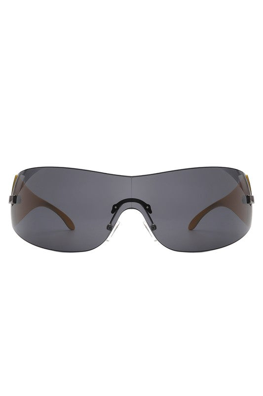 Candy Glow Rimless Sleek Wraparound Sunglasses