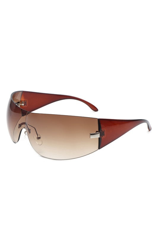 Candy Glow Rimless Sleek Wraparound Sunglasses