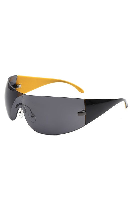 Candy Glow Rimless Sleek Wraparound Sunglasses