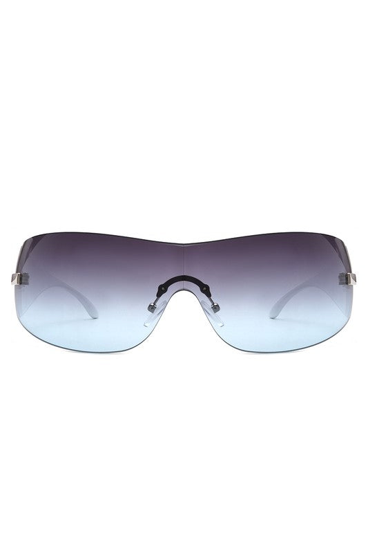 Candy Glow Rimless Sleek Wraparound Sunglasses