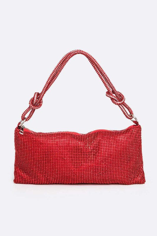 Ariana Sparkly Rhinestones Baguette Knot Shoulder Bag