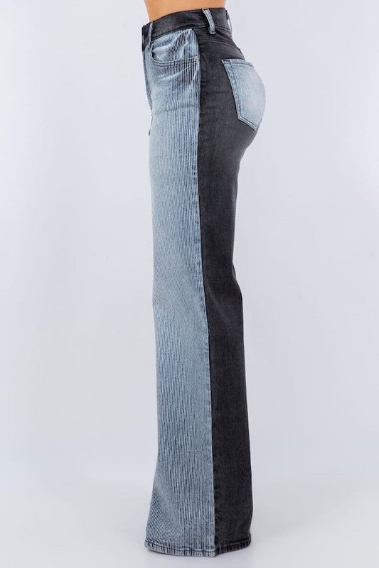Split Personality Two Tone High Waisted Wide Leg Jeans