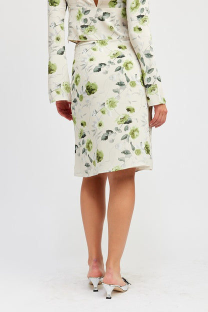 Paloma Bias Cut Floral Print Skirt