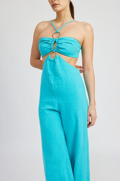 Athena O Ring Cut Out Halter Neck Jumpsuit