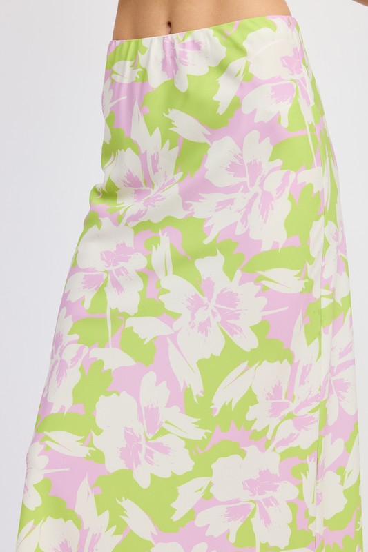 Maui Classic Floral Print Bias Maxi Skirt