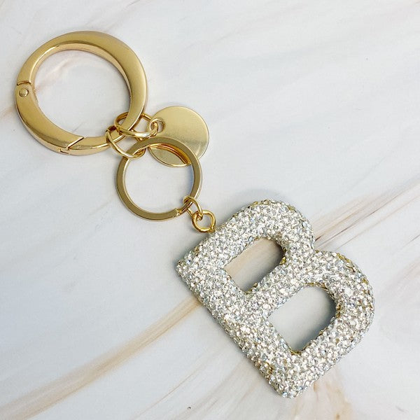 It Girl Glam Crystal Bling Initial Keychain