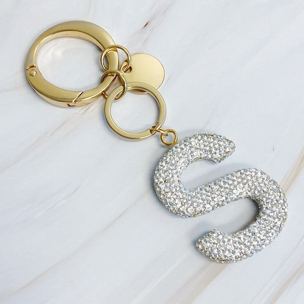 It Girl Glam Crystal Bling Initial Keychain