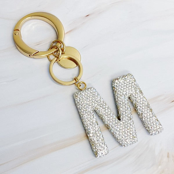 It Girl Glam Crystal Bling Initial Keychain