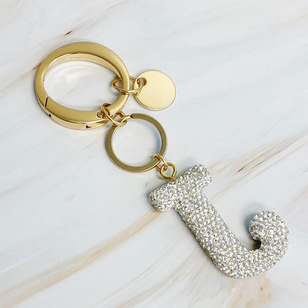 It Girl Glam Crystal Bling Initial Keychain