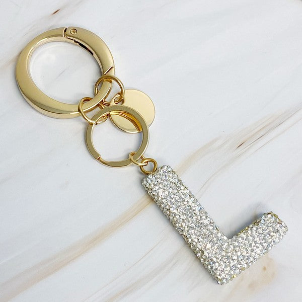 It Girl Glam Crystal Bling Initial Keychain
