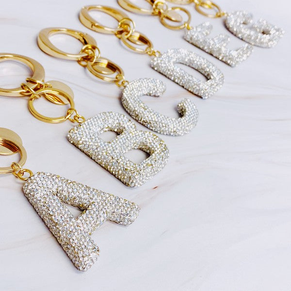 It Girl Glam Crystal Bling Initial Keychain