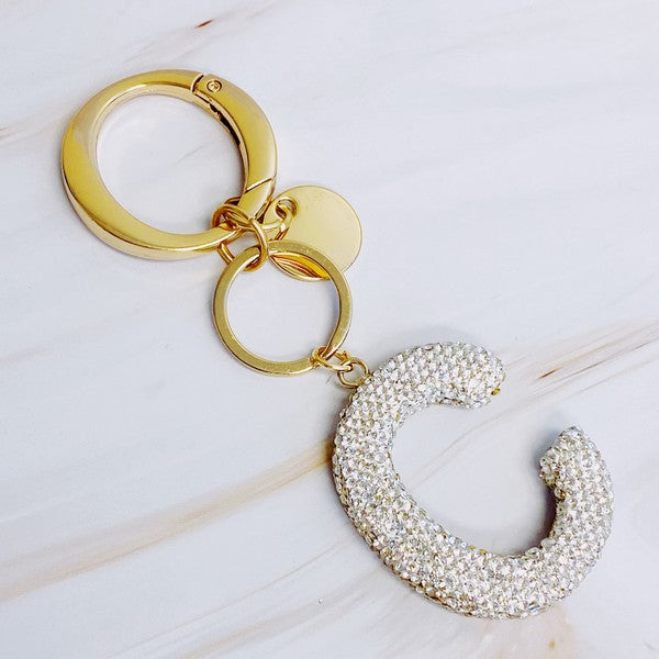 It Girl Glam Crystal Bling Initial Keychain