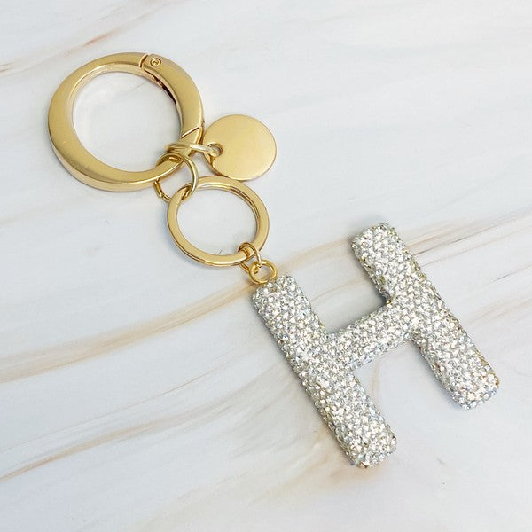 It Girl Glam Crystal Bling Initial Keychain