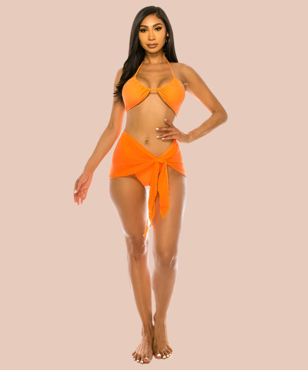 Yacht Party Mesh Cover Up & Three Piece Bikini Set