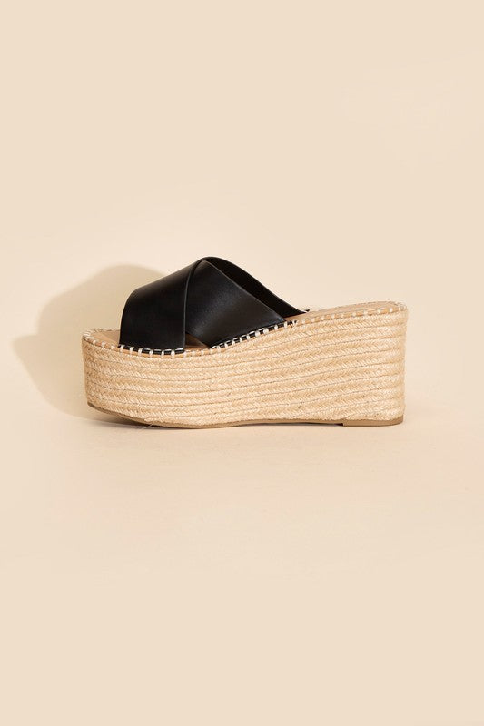 Sundaze Metallic Platform Espadrille Slide Wedges