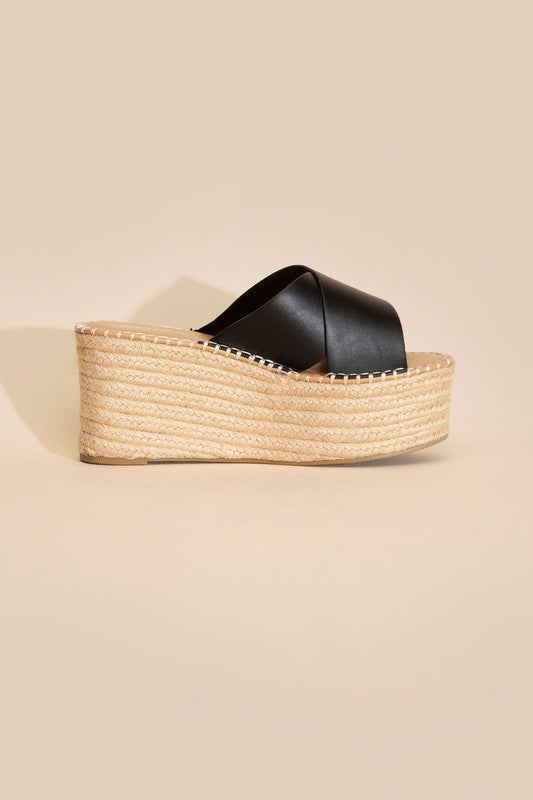 Sundaze Metallic Platform Espadrille Slide Wedges