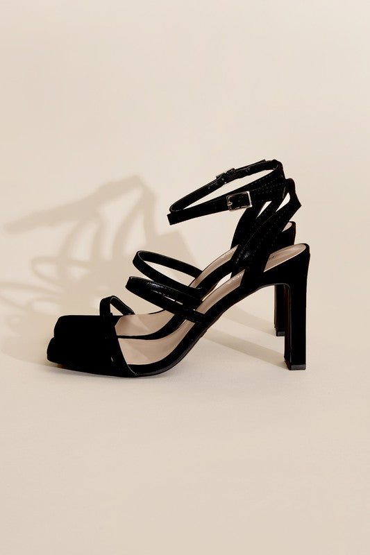 Nina Triple Strap Square Toe High Heels