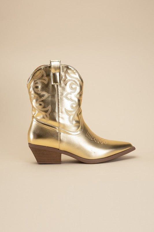 Bach In Nash Metallic Western Cowgirl Ankle Boots