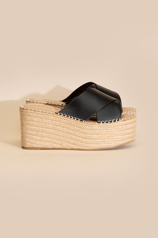 Sundaze Metallic Platform Espadrille Slide Wedges