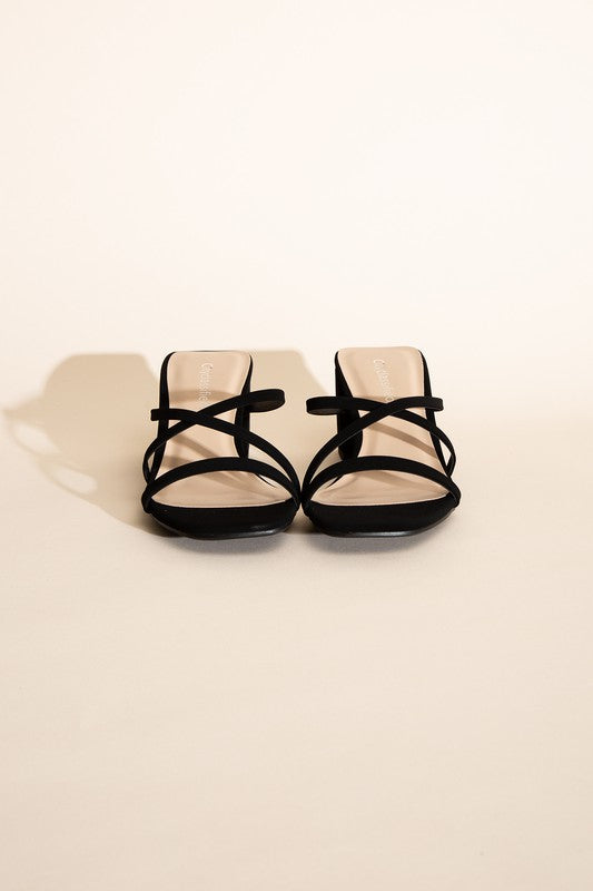 Nina Crossed Strap Low Heel Mules