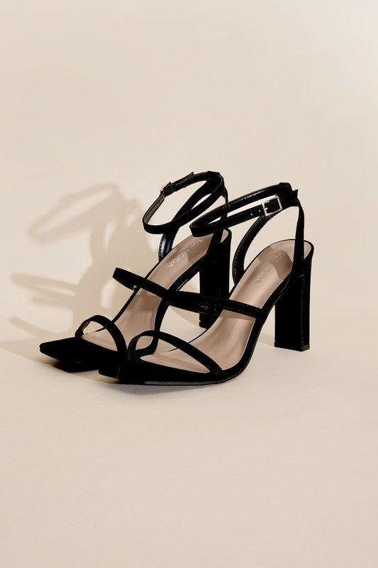 Nina Triple Strap Square Toe High Heels