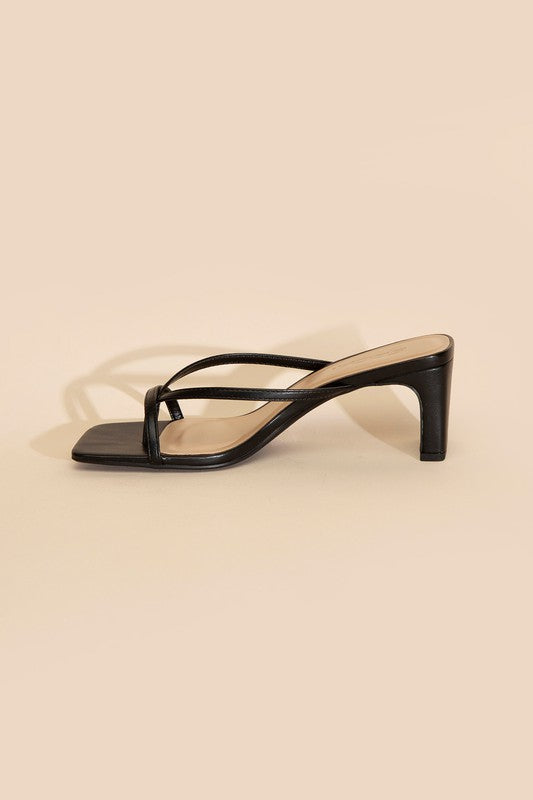 Emy Structured Heel Thong Mule Sandals