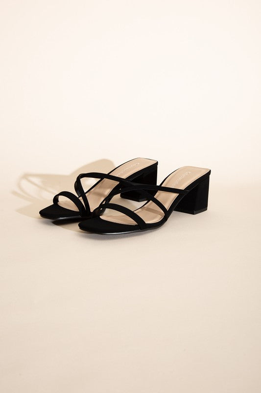 Nina Crossed Strap Low Heel Mules